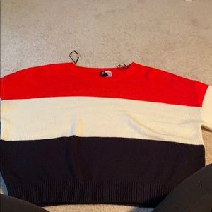 red white and blue sweater